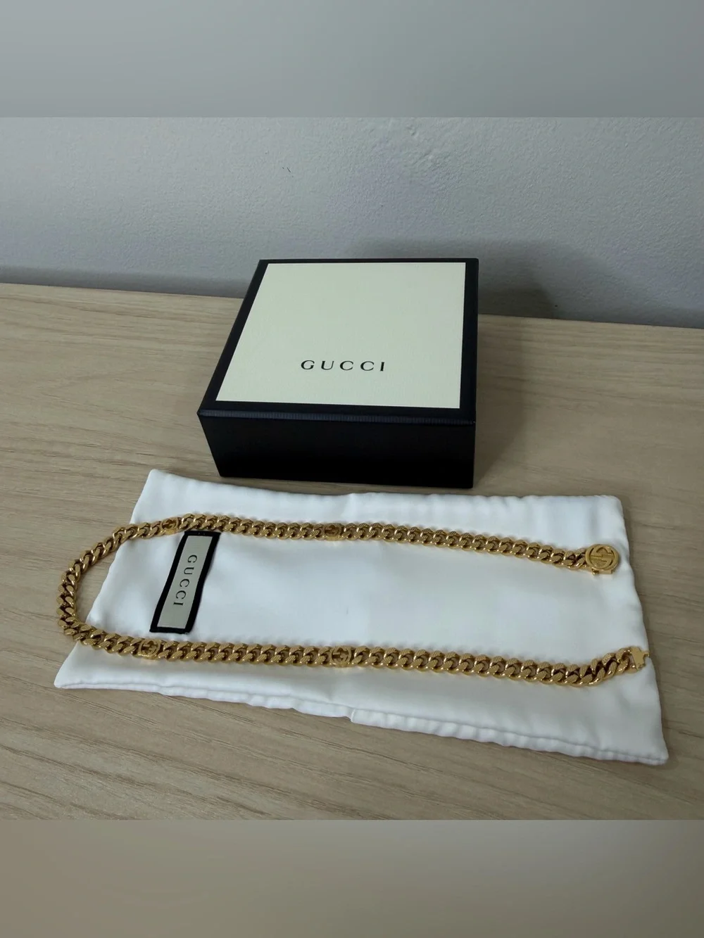 Gucci Gold Cuban Link Chain Necklace